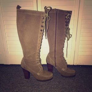 Tall brown suede boots